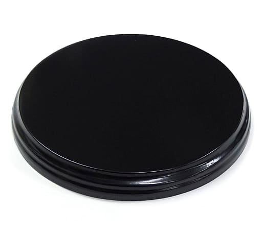 Round 150mm wooden figure display base in bitter black finish