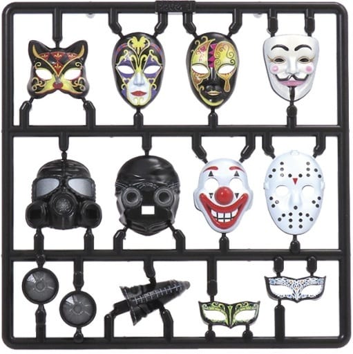 Miniature western-style mask set, 1/12 scale painted model kit for figures